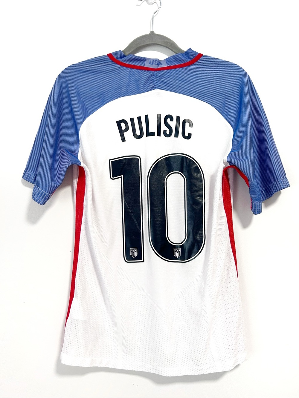 Nike USA Soccer Jersey 10 Christian Pulisic White Red Blue Medium